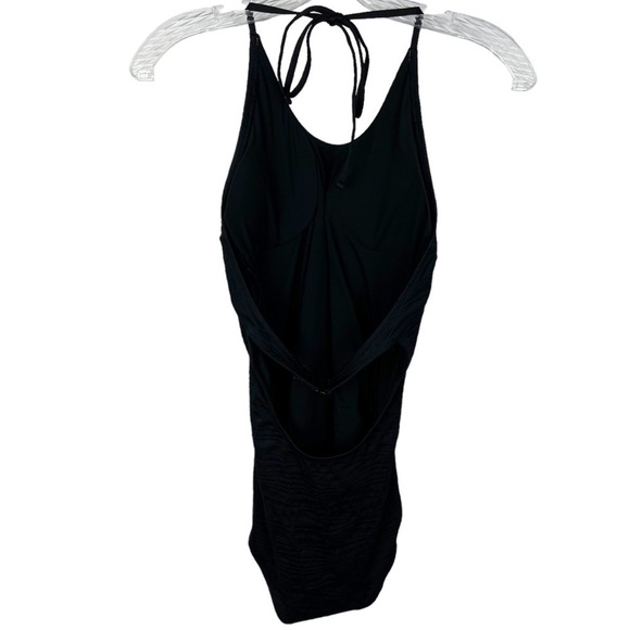 Aerie women’s one piece swimsuit size L high neck textured open back black - Picture 1 of 14